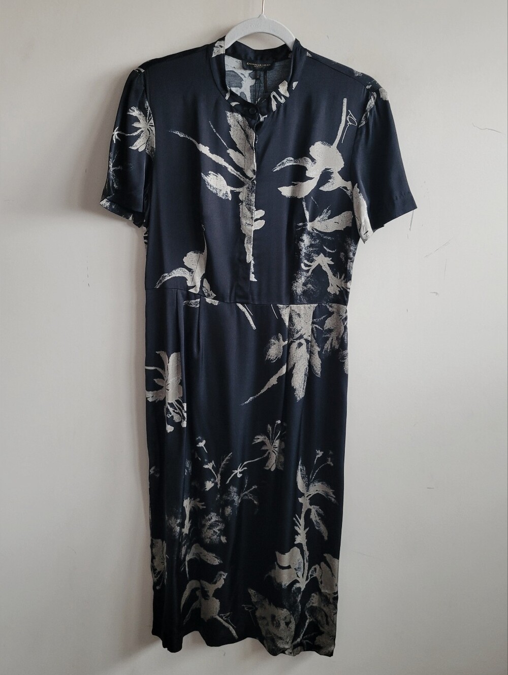 Donna Karan Black Dress with Cream Floral Print